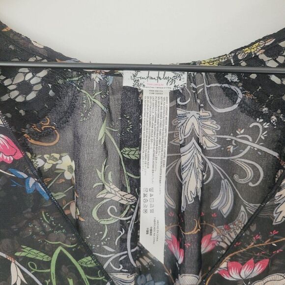 Free People Intimately Must Have Been Love Sheer Floral Long Sleeve Bodysuit L - Picture 8 of 11